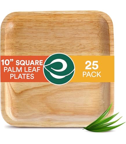 Eco Soul 100% composteerbare grote 6-inch, 16-ounce palmbladschotels [25-pack] wegwerp bamboostijl schotels | Duurzame, milieuvriendelijke, robuuste schaal | Biologisch afbreekbare eco-schotels