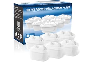 LUOJINYI 6 cartucce filtro per brocca compatibili con Brita Maxtra+ acqua riducono limescale, cloro e impurità per acqua potabile pulita