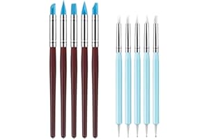 VANANA 10 PCS Silicone Polymer Clay Sculpting Tool Pen Rubber Tip Color Shaping Wipe Out Carving Pen Brush Modeling Dotting Tool Pottery Craft