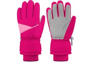 TBoonor Gants pour Enfants - Gants d'hiver avec Doublure en Polaire Chaude et Respirante, imperméables et Coupe-Vent, Gants de Ski pour Les garçons et Les Filles