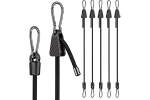 6 st Spännband med Krokar, Justerbara 100 cm Expander med Karbinhake, Väderbeständig & UV-beständig, Svart – Solsegel Fäste f