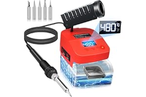 EDTRAN Fer à Souder Sans Fil Pour Batterie Milwaukee M18 18V à Chauffage Rapide, Station de Soudage LCD Numérique électrique Avec Ports de Charge USB et Type C, Fer à Souder Réglable Portable Pour Bricolage