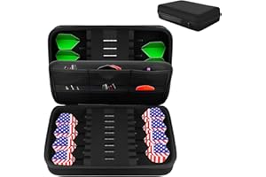 GOEDCH Poches pour fléchettes : poche pour 16 fléchettes, étui pour 16 fléchettes et autres accessoires de fléchettes, étui pour fléchettes avec plusieurs poches en filet, étui portable pour pointes