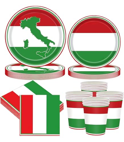 Funmemoir Décorations de fête italienne, bannière d'anniversaire Buon Compleanno et guirlande de fête sur le thème de l'Italie, décorations italiennes Happy Birthday