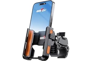 Grefay Support Telephone Velo Support Telephone Moto 【Libération Rapide en 1S】 Anti Tremblement Universel 360 Porte Telephone Velo pour iPhone 15/14/13 Samsung S23/S22 4.5-7" Smartphone (Orange)