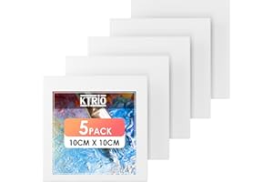 KTRIO Canvas Panels 5 Pack 10 x 10 CM Small Canvas Boards for Painting, 100% Cotton Primed Mini Art Canvas Painting Supplies for Acrylic Oil Watercolor Paint Tempera