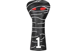 BIG TEETH Golf Club Wood Head covers for Driver/Fairway/Hybrid 1FH Black PU Leather Mummy Design Elastic Closure