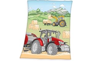 Herding Traktor Fleecedecke, 130x160 cm, 100% Polyester, Fleece