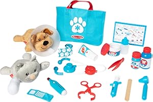 Melissa & Doug Set Piccoli Veterinari - Gioco da Veterinari con Attrezzi, Peluche Cane e Gatto, Gioco Educativo, Giochi di Imitazione Montessori per Bambino e Bambina, 3+ Anni