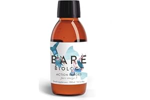 Bare Biology Omega 3 for Kids - Action Heroes Omega 3 Liquid (100ml, 20-100 Servings) Pure Fish Oil, EPA 94mg DHA 470mg, Supports Brain Function & Eyes, 6 Months - 12 Years