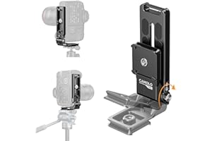 CAMOLO Support pliable en L pour appareil photo reflex numérique, carré Arca Swiss pour tête hydraulique, trépied vertical horizontal, plaque à dégagement rapide pour Canon, Nikon, Sony, Fujifilm, DJI