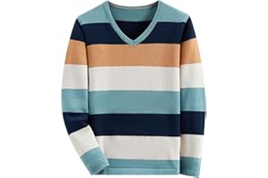 BASADINA Boys Jumpers Kids Knitwear Christmas Sweatshirt Striped Sweater Long Sleeve Pullover Kids Warm Clothes for Autumn and Winter 4-14 Years