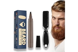 OKAQEE Dark Brown Beard Pen - Beard Pencil Filler for Men - Beard Brush Bristle Waterproof & Sweatproof - Natural Long-lasting Coverage Mustache Kit - Enhance Face Hair Styling Thicken Shape & Define Colour