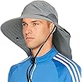 SUN CUBE Outdoor Hat for Men, Women | Protection Hiking, Fishing, Safari Grey Wide Brim Cap with Neck Flap and Adjustable Chin Cord, UPF 50+ Foldable, Breathable (Gray)