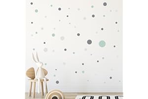 ‎WANDKIND WANDKIND Kreise Set 120 Stück Wandtattoo für Babyzimmer V283 Aufkleber Sticker Kreis Wandaufkleber Kinderzimmer Punkte Dots Klebepunkte in verschiedenen Farben (Mint)