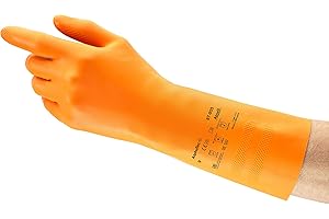 Ansell AlphaTec 87-955 Guanti da Lavoro Multiuso, Elevata Protezione Chimica, Rinforzata per Applicazioni Pesanti, Floccatura di Cotone, Taglia 8/M (12 Paia)