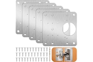 Thrilez 5PCS Cabinet Hinge Repair Kit with 35 Screws, Stainless Steel Hinge Repair Plate for Kitchen Wood Furniture