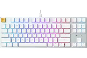 Glorious GMMK TKL (85%) – gamingowa klawiatura mechaniczna, przełączniki Gateron Brown (dotykowe), klawisze doubleshot, RGB, hot swap i konfigurowalna, układ TKL, amerykański układ QWERTY - Biały
