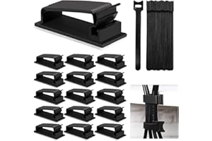 COCHIE Kabelclips Selbstklebend Kabelhalter 30 Stück und 50 Stück Klettbänder,Verstellbare Kabelklemme Management Kabelführung,Kabelhalter Schreibtisch Kabelführung Schwarz
