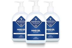SERENITY HYGIENE Hand Sanitiser Gel - Unscented and Alcohol-Free Hand Sanitising Formula - Great for Schools, Hospitals, Home & Office - Manufactured in the UK - 500ml Hand Sanitizer Pack of 3