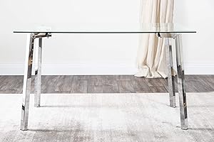 Furniturebox UK Cosmo Modern Stylish Chrome Metal And Glass Dining Table Set 4 Premium Willow Seats Chairs (Dining Table Only)