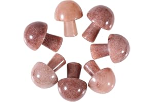 Lovionus89 7 statuette di cristallo a forma di fungo, statuetta in pietra, intagliata a mano, funghi, artigianato, guarigione dei chakra, quarzo fragola