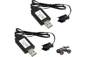 VULCYXA 2 Piezas Cargador USB para Batería LiPo 7,4V 1000mA, Cable Universal con Conector SM-3P, Cargador para Coches RC, Drones, Barcos, Aviones, Protección Inteligente e Indicador LED
