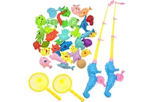 JZK 38 x Canna da pesca giocattolo, gioco della psca plastica, galleggiante pesce magnete gioco di pesca giocattolo da bagno educativo set da gioco per bambini bagnetto gioco e doccia