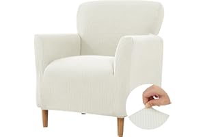 Niuoppy Armchair Covers Banquet Slipcovers, Stretch Arm Chair Covers, Single Armchair Slipcovers Anti-slip, Thicked Armchair Cover for 1 Seat Sofa Armchair Protector (Milky White)