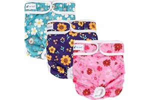 Pet Soft Dog Nappies Female - Washable Female Period Pants for Dogs Pets, Incontinence Reusbale Dog Heat Diapers 3Pack