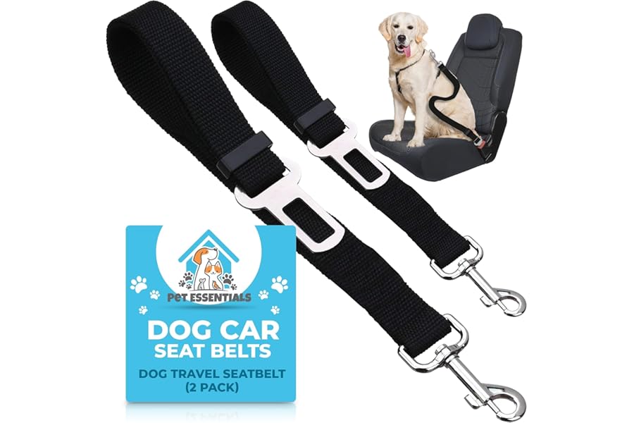 SOL 2pk Dog Seat Belts For Cars UK, 70cm Adjustable Seatbelt Harness Strap for Dogs, Durable Nylon with Secure Clip-On Design, Car Harness for Dogs UK, Snug Fit for Any Breed Size, Easy to Install