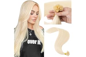 MY-LADY Extensiones Queratina Pelo Natural 50pcs 45 cm - Blond Platine U Tip Hair Extensions Cabello Humano Remy Extensiones de Keratina(#60, 50g)