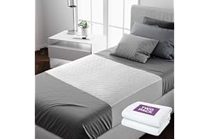 Lynmark® 2x Waterproof Bed Protector with Tuck-In Flaps - Washable Bedwetting & Incontinence Sheets Absorb Up to 2L - Leak-Proof OEKO-Tex Certified Cotton Mattress Pad for Double Beds - 135x85cm White