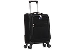 Aerostar Carry-on 20" Lightweight Soft Expandable Suitcase, Hand Luggage 4 Wheels & Combination Lock, 55x35x20cm | Accepted All Airlines easyjet, RyanAir, British Airways (Black, 36 litres)