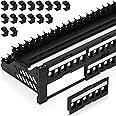 Everest 48 Port Keystone Patch Panel (1-Pack) - Removable 6-Port Panels - Use with Slim Profile Keystones ONLY (Wider Jacks May not fit Side by Side) - with Adjustable Rear Cable Management Bar