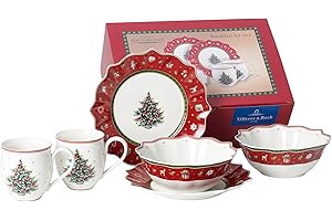 Villeroy & Boch – Toy's Delight "Breakfast for Two" Frühstücksservice 6 teilig für 2 Personen, Kaffeeservice Weihnachten, Kaffeegeschirr, Weihnachtsgeschirr, Frühstücksgeschirr Set, Premium Porzellan
