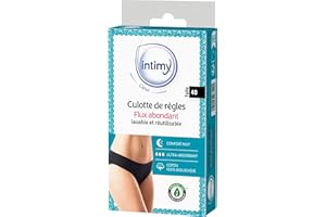 INTIMY CARE - Culotte de règles taille 40 - Flux ABONDANTS - Culotte menstruelle 95% coton bio - Lavable et réutilisable