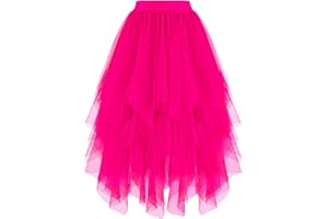 Dressever Damen Unregelmäßiger Tüllrock Mehrschichtiger Mesh Faltenrock A-Linie Hoher Taillierter Rock Ballett Tutu Abschlussball Party Karneval Party Rock