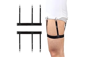 Beaface Men Shirt Stays 1 Pair, Shirt Garters for Men Elastic Adjustable Shirt Holders Shirt Stays with Locking Non-Slip Clips