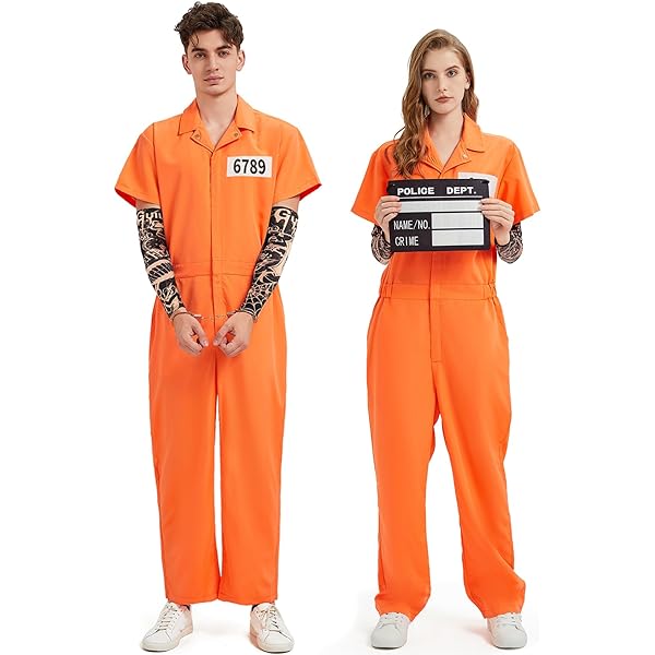 WIDMANN Milano Party Fashion - kostuum gevangene, overall, rood, gevangene, crimineel