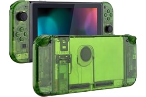 eXtremeRate Carcasa Transparente para Nintendo Switch Accesorios Funda Protector Shell Placa de reemplazo con Botones para Nintendo Switch Consola Joycons Control(Verde)