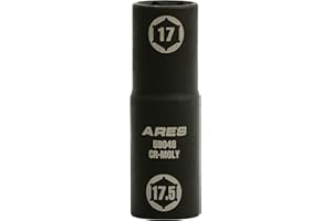 ARES 59048-1/2-inch Drive 17 x 17.5mm Half Size Lug Nut Flip Socket - Impact Grade Chrome-Moly Steel – Remove Warped, Damaged, and Bloated Chrome Capped Lug Nuts