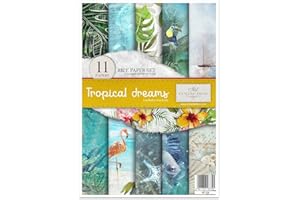 ITD Collection - Rice Paper Creative Set, A4, for Decoupage, Sheets 29.7 x 21 cm, Multi-Coloured Tropical Dreams)