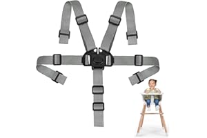 ARROMI Tripp trapp Gurt, 5 Punkt Gurt Sicherheitsgurt, Ersatz-Sicherheitsgurte, Hochstuhl-Sicherheitsgurte, 5-Punkt-Kinder-Sicherheitsgurte, Wandelbare Gurte für Hochstuhl (Grau)