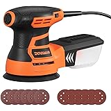 DOVAMAN ROS01A 350W Levigatrice Orbitale, 6 Velocità Variabili, 13000 RPM, 12 Fogli Abrasivi, Disco da 125mm, Raccolta della 