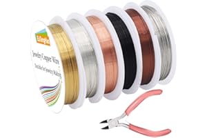EuTengHao Lot de 6 fils de cuivre pour bracelets et colliers (6 couleurs, calibre 24)