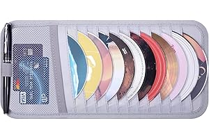 wisdompro Organizer Per Parasole Per Auto, Organizzatore per Visiera Parasole con 12 Custodie per DVD, 1 Tasca in Rete, 1 Portapenne e Cinturino Elastico (Grigio)