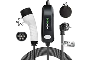 GammaBai Cargador Coche Electrico,| 3KW | 13A | 5 Metros | EV Cargador Tipo 2 con Enchufe Schuko,Cargador de Coche Eléctrico Portátil con Enchufe Schuko, Cable Carga Coche Electrico Tipo 2