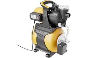 Wiltec Bomba de agua 1000 W con tanque de presión de 19 L y prefiltro, caudal 3500 l/, equipo de presión de agua para uso doméstico, carcasa de plástico, altura de elevación 44 m