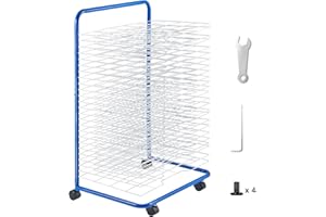 VEVOR Kunst-Trockenständer mit 25 herausnehmbaren Regalen (584 x 400 mm) Trockenständer mit feststellbaren Rädern, Metallgestell für Kunstwerke in Klassenzimmern